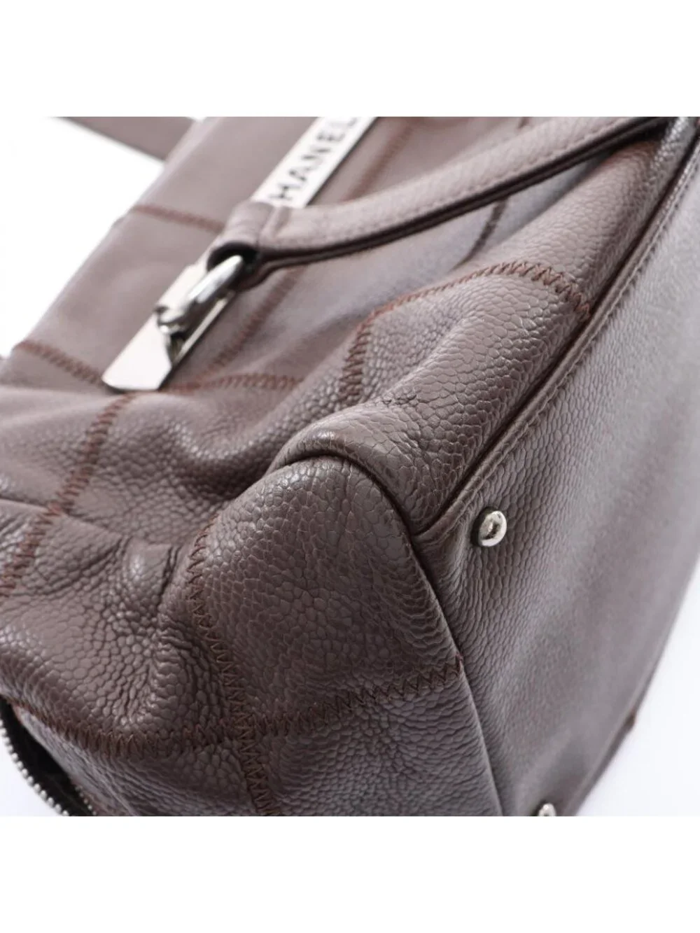 Chanel Shoulder Bag Choco Bar Dark Brown Caviar Leather